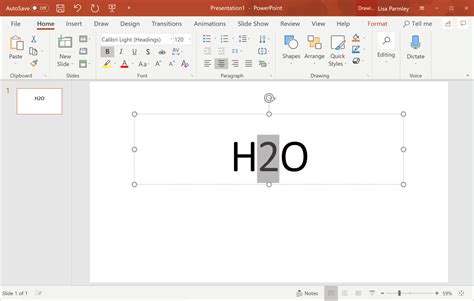 how to write subscript in ppt