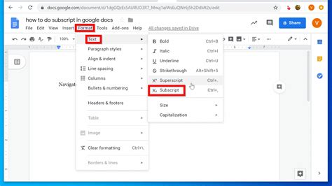 how to write subscripts in google docs
