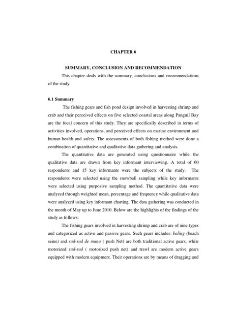 how to write summary finding conclusion and recommendation in research