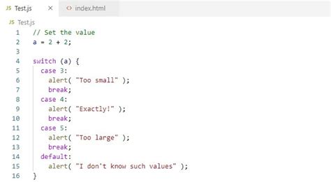 how to write switch statement in javascript