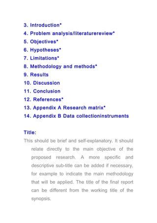 how to write synopsis introduction