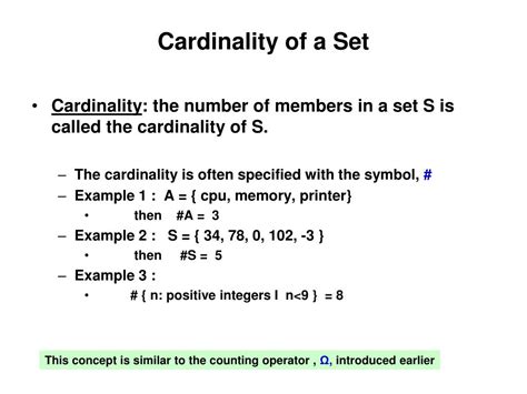how to write the cardinality of a set