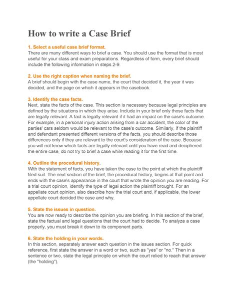 how to write the issue in a case brief