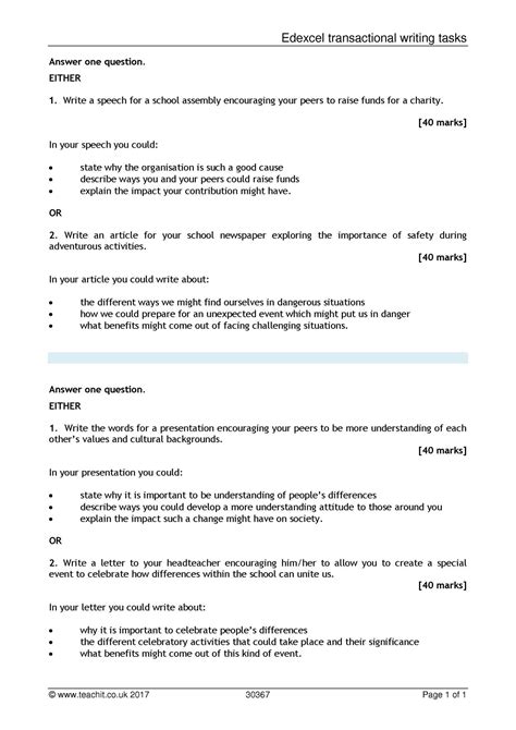 how to write transactional writing igcse edexcel