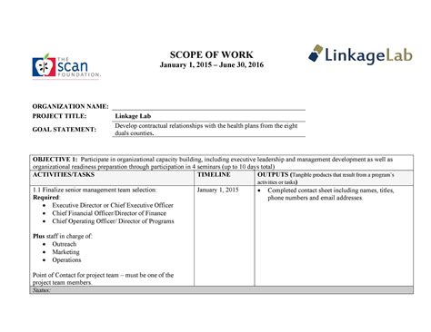 how to write up a scope of work template