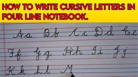 how to write w in four line notebook
