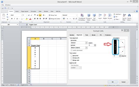 how to write words in vertical in word 2010