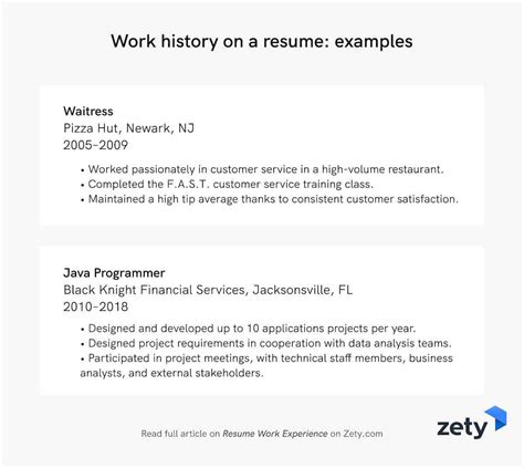 how to write work experience sample