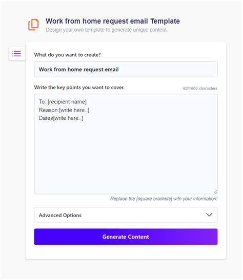 how to write work from home request email