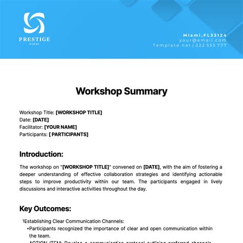 How To Write Workshop Summary Report