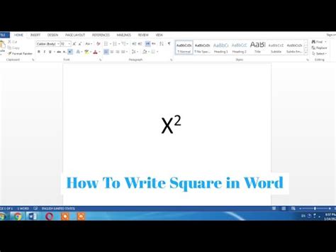 how to write x square in word