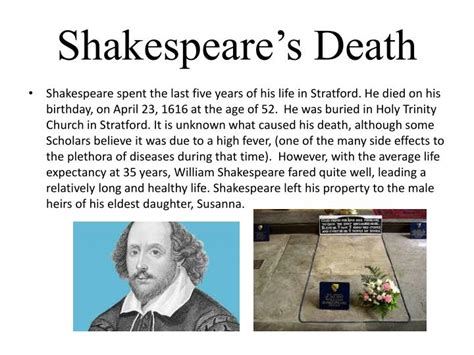 how william shakespeare died