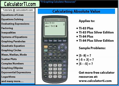 TI84 CE Tutorial 6 Evaluating and Graphing Absolute Value Functions
