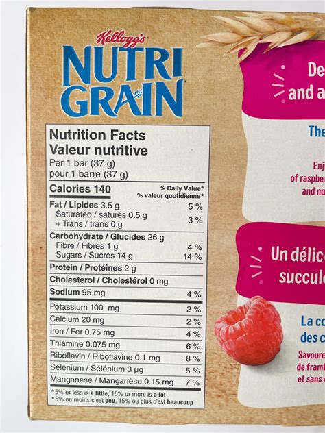 Nutri Grain Bar Nutrition Label Health Benefited