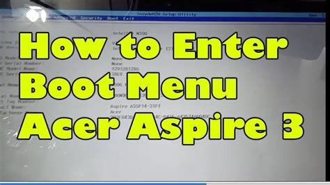 how to access boot menu acer aspire