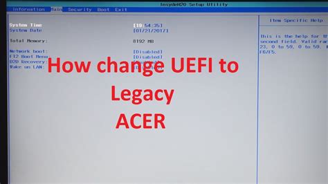 how to change boot mode from uefi to legacy in acer laptop