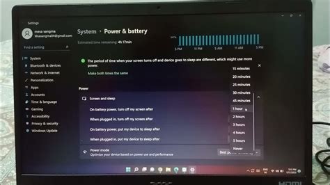 how to change screen timeout on acer laptop