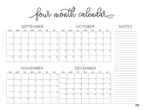Printable Calendar 4 Months Per Page Printable Word Searches