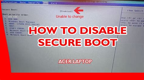how to disable secure boot on acer laptop