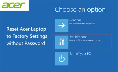how to factory reset acer laptop without password windows 10