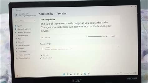 how to increase font size in acer laptop