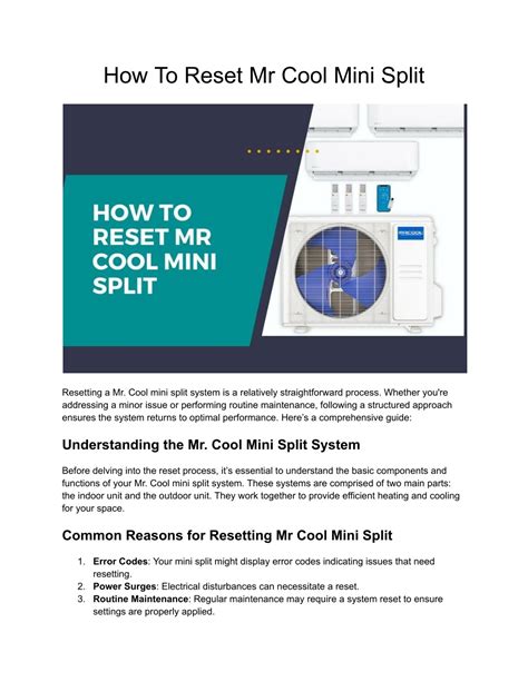How To Reset Mr Cool Mini Split A StepbyStep Guide Central Cooling
