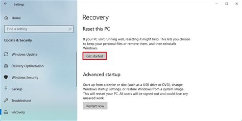 how to restore computer to factory settings windows 10