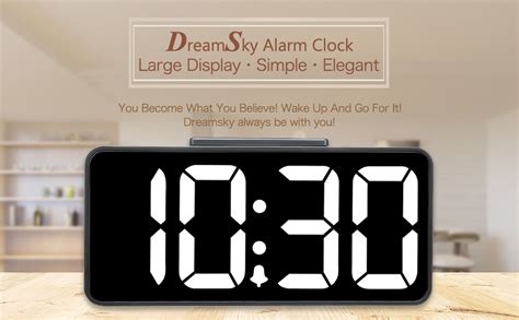 DreamSky Auto Time Set Alarm Clock for Bedroom, 0100 Dimmable