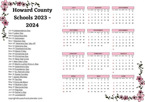 Howard County School Calendar 2024
