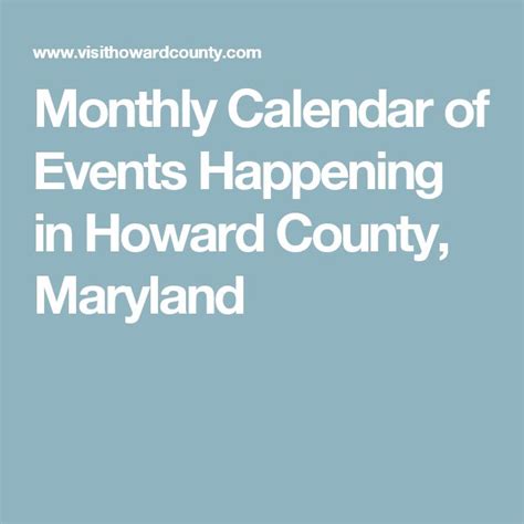 howard county md events calendar