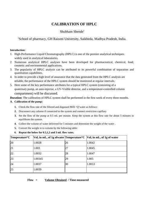 Hplc Calibration Pdf