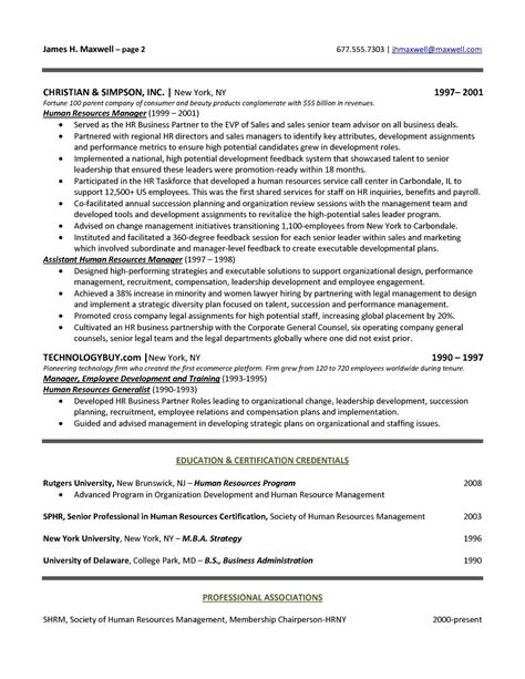 Creative Human Resources Manager Resume Experience Hr