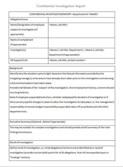 HR Investigation Report Template [Free PDF] Word (DOC) Apple (MAC