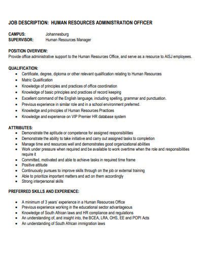 hr administrative officer job description