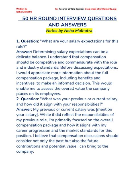 hr round interview questions and answers pdf