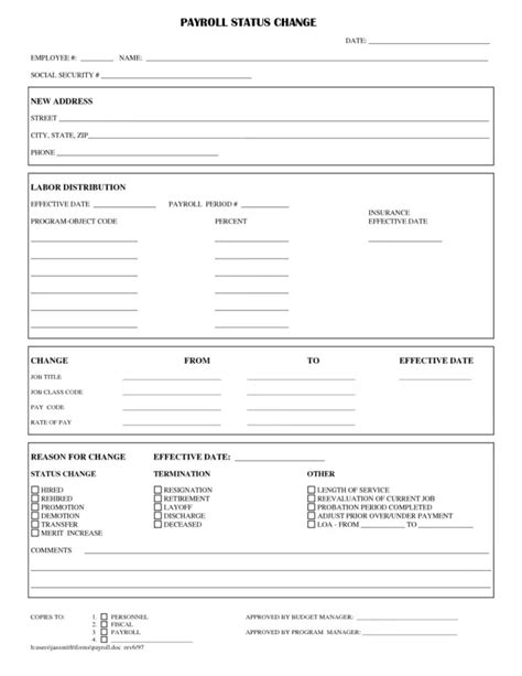 hr status change form template
