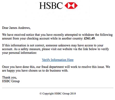 hsbc scam email reporting