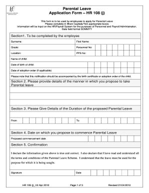 hse parental leave form