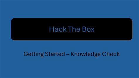 Htb Knowledge Check Walkthrough