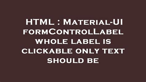 Html Clickable Label
