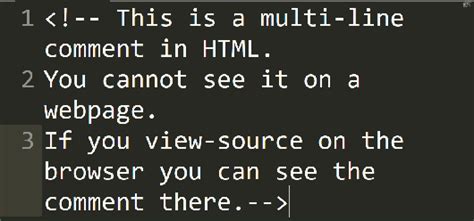 Html Comment For Multiple Lines