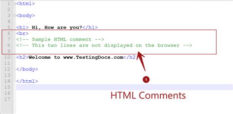 Html Comment Tag Single Line