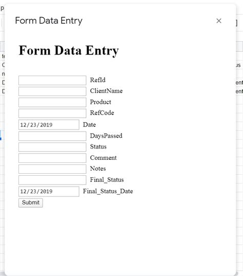 html data entry form template