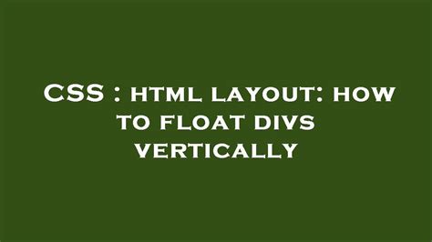 Html Float Divs Next To Each Other