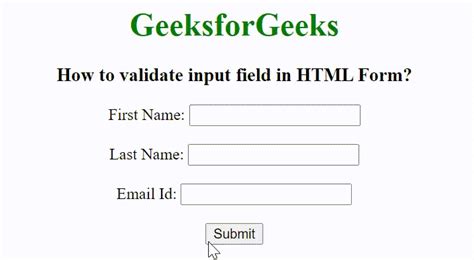 html form input type email validation