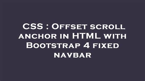 Html Scroll To Anchor With Offset