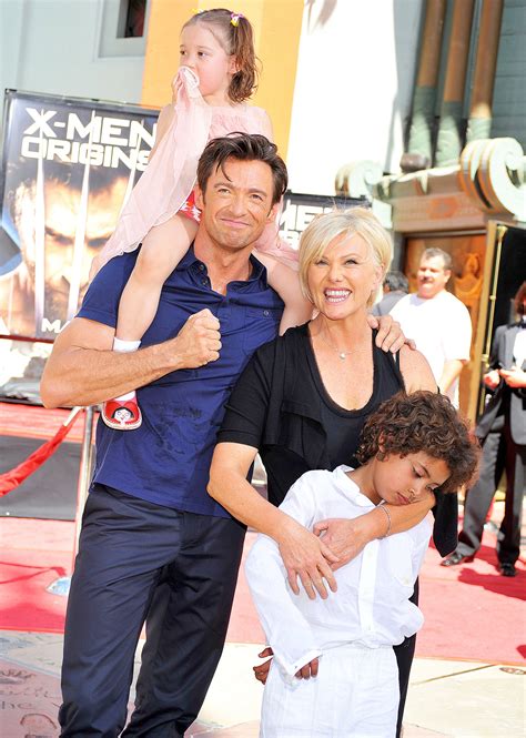 hugh jackman with his wife and children
