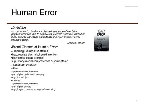 Human Error Definition Chemistry