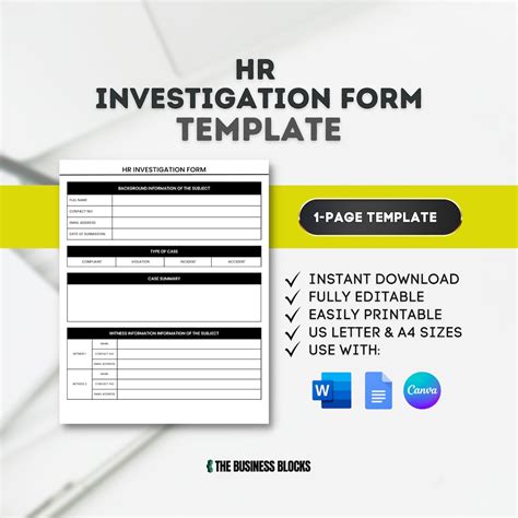 human resources investigation form template