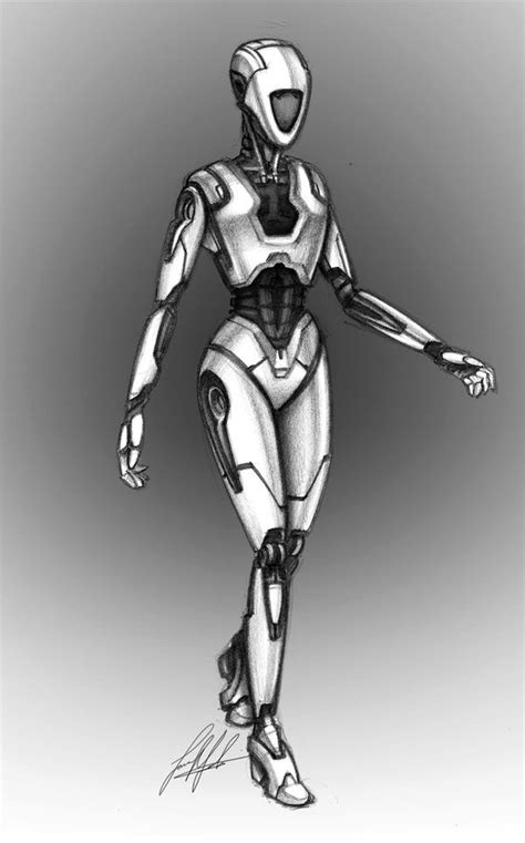 Free Humanoid Robot Sketch Drawings With Pencil